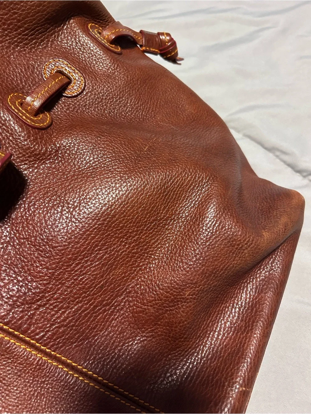 Dooney & Bourke Chiara Pebbled Leather Satchel Cognac Brown